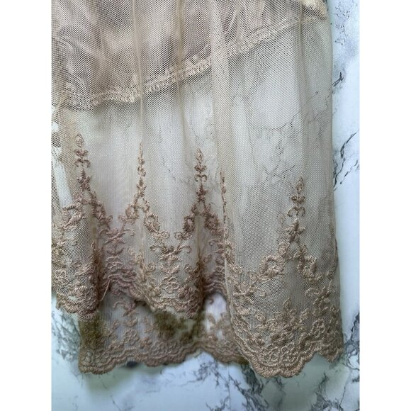 Anthropologie Faux Fur Vest SZ Large Brown Lace Boho Festival Hook Eye V Neck - Picture 8 of 12